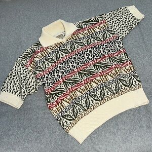90s Vintage Sweater Knit Top Womens Large Petite Grunge Artsy
